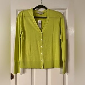 LOFT lime green cardigan NWT